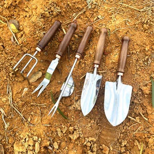 Heavy Duty 5PCS Garden Tools Set Wood Handle Garden Hand Tools Set for Planting and Maintaining Gardens