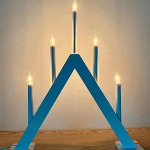 Chasing Light Modern Europe Style White Indoor Lighting Christmas Candle Bridge Lamp with Five Lights Wood Atmosphere Lighting