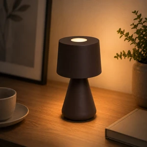 Minimalist Portable Mini Cordless Lamp Rechargeable USB C Brown LED Table Lamp for Bedroom Bedside Cafe Hotel Restaurant Use