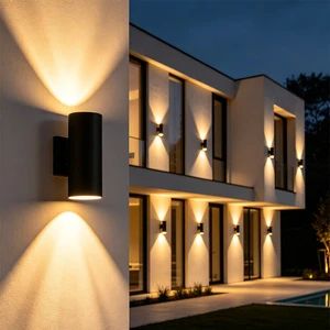 Modern Design Outdoor Wall Sconces UP&Down Cylinder Aluminum Body 20W 25W 5CCT Luxury Outdoor IP65 Waterproof LED Wall Light