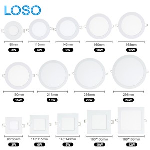 LOSO Commercial Modern Indoor Hotel Store Office Square Round Recessed Ceiling Ultra Thin LED Panel Light