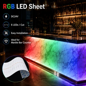 LED Sheet Panel Flexible RGB Cuttable 24V Backlit Light for Bar Counter Display Ultra Thin Dimmable Stage Decor