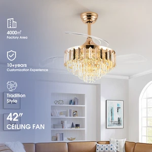 High Quality Nordic Decorative Lighting 42 Inch Indoor Gold Dimming Remote Control Ceiling Fan Light