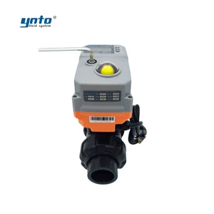 YNTO Customizable 220v/24v 2-Way PVC Electric Ball Valve for High Temperature 12v UPVC 25/50mm Water Internet Things Compatible