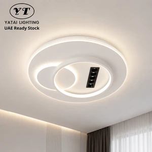 Modern Led Ceiling Light Remote Control Dimmable Tri Color Acrylic Iron Round Surface Mount For Living Room Bedroom