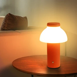 USB C Battery Rechargeable Metal Table Lamp PE Leather Led Desk Lamp Decoration Night Light For Bedroom