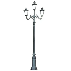 European IP66 Waterproof AC Powered LED Courtyard Street Lamp Antique Aluminum Acrylic Shade Decorative Column Garden Lawn Lamp