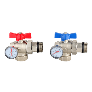 Excellent Quality Manual OEM Angle Brass Water Control Ball Valve With Temperature Gauge DN25/NPT Connection