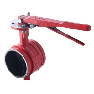Grooved Manual Butterfly Valve D81X-16Q, Steel Handle Clamp Type For Fire Protection And Water Supply