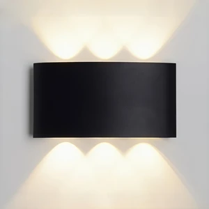 OEM/ODM Wholesale Wide Curved ABS Horizontal 4/6 Head Up&down Wall Sconce Modern Waterproof Matte Black LED Wall Lamp