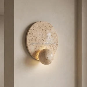 Travertine Stone Middle Stone Wall Light Modern Bedside Lamp Living Room Hotel Villa Aisle 3000K LED