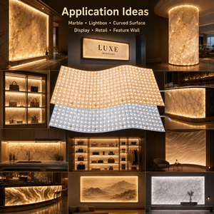 ROHS/CE CCT Dual 2700K-6500K LED Flex Sheet 484LEDs 24V 2LEDs/Cut Cuttable Copper LED Sheet Light For Marble Stone Backlighting