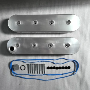 VALVE COVER, ALUM FABRICATED, LS Series, W/o Coil Stand-offs, Modified Inside Rail Design for Racing Rockers, Incl Sil Gskts