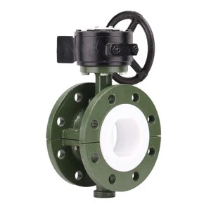 HGZK D341F46-16C Turbine Flange-lined Fluorine butterfly Valve Explosion-proof, Anti-corrosion, Acid and Alkali Resistant