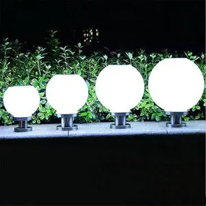 Round Ball Globe Stainless Steel Solar Post Light Outdoor Waterproof Column Head Light for Garden Villa Pillar Light