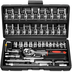 46 Pcs Socket Wrench Set Tools Professional Combination Ratchet Car Box Mechanics