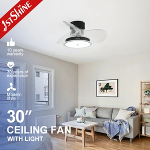 1stshine Mini 3 Blades Ac Dc Remote Control Black Wind Powered Livingroom Led Ceiling Fans with Led Light