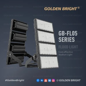 Golden Bright Die-casting Aluminum AC LED Flood Light 250W-1000W IP66 High Lumen CRI 70 5-Year Warranty Dimmable