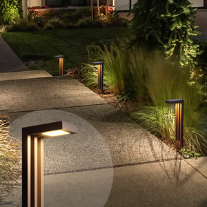 24inch LED Bollard Path Light Modern Brown Aluminum Outdoor Garden Pathway Landscape Lighting 3000K Warm White IP65