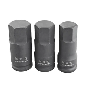 1/2 Inch Drive Hex Socket H24 H27 H30 80mm Long Black Phosphate Chrome Molybdenum Steel for Heavy Duty Impact Use