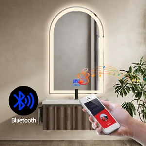 Modern Design LED Light Backlit Arch Smart Mirror Asymmetrical For Bathroom Mirror With Led Light And Bluetooth