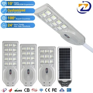 ZY Commercial CE ROSH Outodoor Integrated Street Light Ip65 ABS 100w 200w 300w Waterproof All in One Solar Streetlight