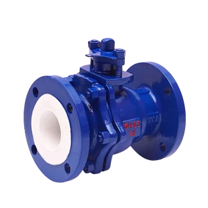 Full Four Fluorine Lining Flange End Ball Valve Manual Lever Handle Control FEP PFA PTFE PVDF Stainless Steel Weld Connection