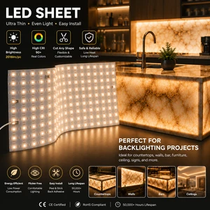 Backlighting LED Sheet for Onyx Marble Stone Flexible Cuttable LED Panel for Kitchen Island TV Wall Ceiling