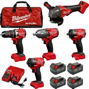 Hot Selling, Red 10-in-1 Electric Screwdriver Set, Equipped with 18V 5Ah Lithium Battery, Charger . Brushless Power Tool Kit.