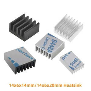 10pcs Aluminum Computer Cooler Radiator Heatsink 14x14x6mm Heat sink for Electronic Chip Heat dissipation Cooling Pads with Tape