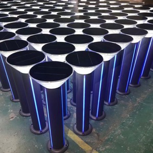 Solar Lawn Lamp with Blue Strip Lighting Decoration Pathway Solar Post Lantern Park Lawn Bollard Landscape Lighting