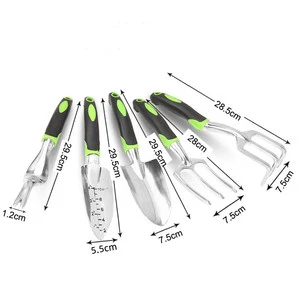 Garden Tool Set, 5-Piece Stainless Steel with Rubber Handles, Weeding, Loosening Soil, Trimming, Digging