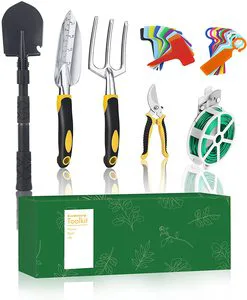 Gardening Tool Kits: 7-Piece Heavy Duty Garden Tool Set, Rust-Proof Garden Tools Kit with Pruning Shears, Garden Tote,