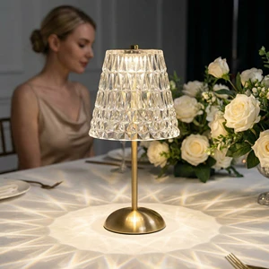 Minimalist Metal Rechargeable Table Lamp with Acrylic Lampshade, Factory Direct Mix Order for Various Shapes