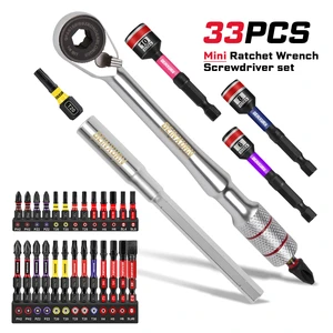 33pcs Metric OEM RATCHET WRENCH 6 8 10mm Sockets Double Head Ergonomic Handle Industrial Grade Mixed Bits PH TX SL HEX PZ