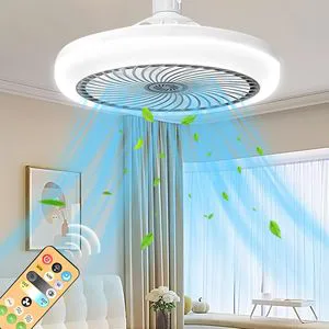 E27 LED Ceiling Fan Light Remote Control Dimmable Mini Ceiling Lamp with Cooling Fan Enclosed Socket Ceiling Fan with Light