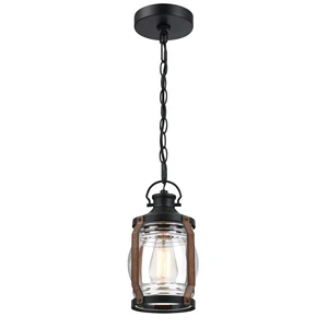 Outdoor Pendant Light With Chandeliers Pendant Lights Exterior Outdoor Ceiling Lighting With Black Wood Grain Finish clear Glass