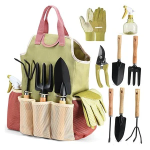 9-Piece Industrial Outdoor Garden Tool Set With Scissors For Gardening Landscaping & Terrace Use-Gift