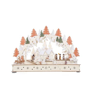 45cm Semicircular Arch Bridge Shape LED Christmas Wooden Village Bridge Light Autumn and Winter Decoration