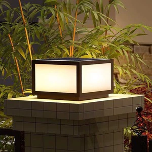 IP65 Waterproof Led Pillar Lamp 20/30/40/50cm Metal Acrylic Square Column Headlights Solar Post Cap Light for Pillar Fence