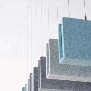 Modern Acoustic Ceiling Clouds Baffles Soundproof 100% Polyester Fiber High Density Acoustic Panels NRC 0.9 9mm Thickness For