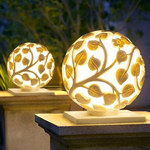 Hand-Carved Sandstone Outdoor Garden Lamp Decorative Sandstone Pillar Light For Garden Courtyard Yard Pathway