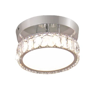 Crystal & Stainless Steel Modern Luxury Mini Chandelier LED Ceiling Light for Bedroom Hallway Bathroom Entryway Foyer Kitchen