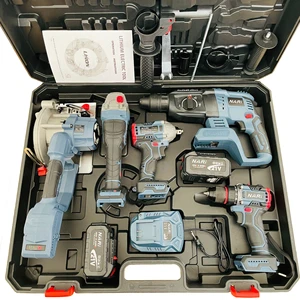 Newest Brushless Cordless 5 in 1 Tool Set Power Wrench Impact Drill Angle Grinder Hammer Circular Saw Brushless Power Tool Set