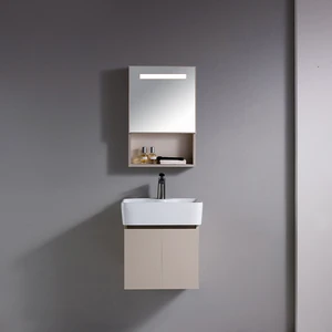 Small-Sized Professional Modern Aluminum Bathroom Vanity Mirror Cabinet Ceramic Basin Waterproof Wall-Mounted LED Lamp for Villa