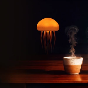 Indoor Portable RGB Color Changing Jellyfish LED Lamp USB Rechargeable Hangable LED Night Light With Voice Control for Bedroom