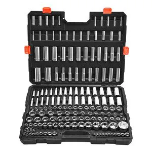 163-Piece Mechanic Tool Kit SAE Metric Deep Standard Chrome-Plated CR-V Alloy Steel Socket Set For Automotive Repair 1/2 Drive