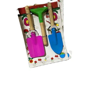 Factory Direct Price Wooden Handle Shovel Rake Gardening Digging Tool Set for Kids Garden Working Tool
