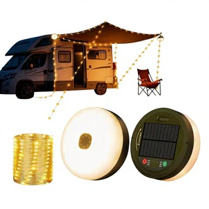 Solar Camping String Lights 33FT IP65 Waterproof LED Warm White 8 Modes Rechargeable Portable for Camping Party RV