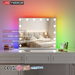 Wholesale Large Iron Base Illuminated White Stepless Dimming Lighted 14 G35 Led Bulbs Vanity With Light Makeup Mirror